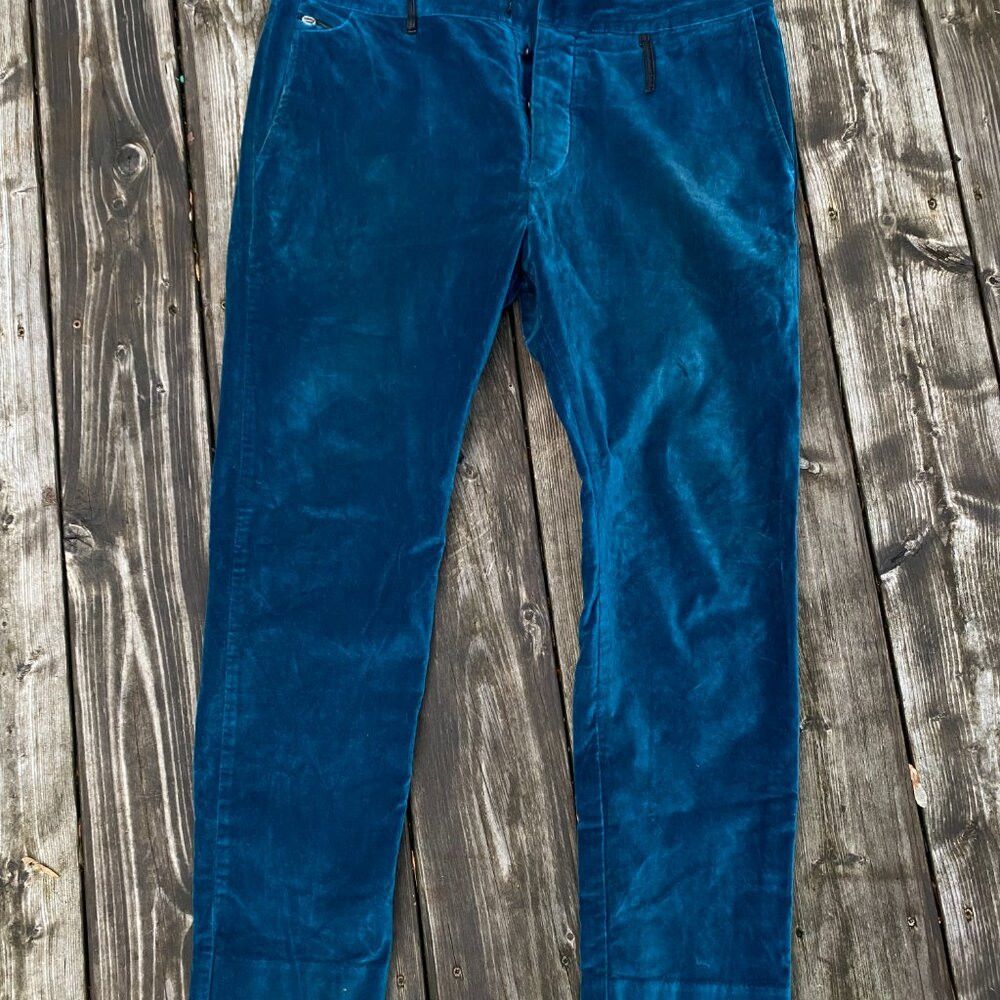 Diesel RARE Velvet Diesel Jeans Pants Size 32 Blue Velour Dress Pa Size US 32 / EU 48 - 2 Thumbnail