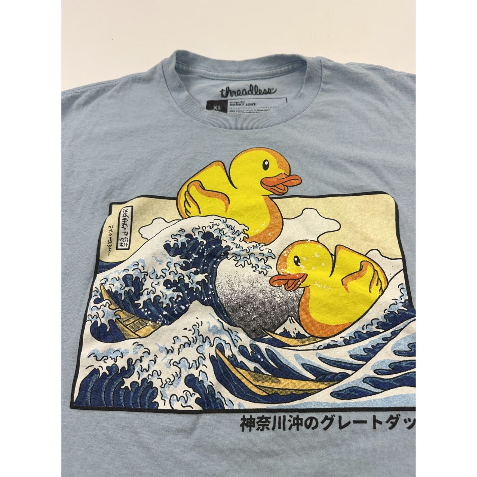 Threadless Threadless Shirt Mens XL Blue Great Wave Duck Graphic Kooky Love Funny Tee Size US XL / EU 56 / 4 - 2 Thumbnail