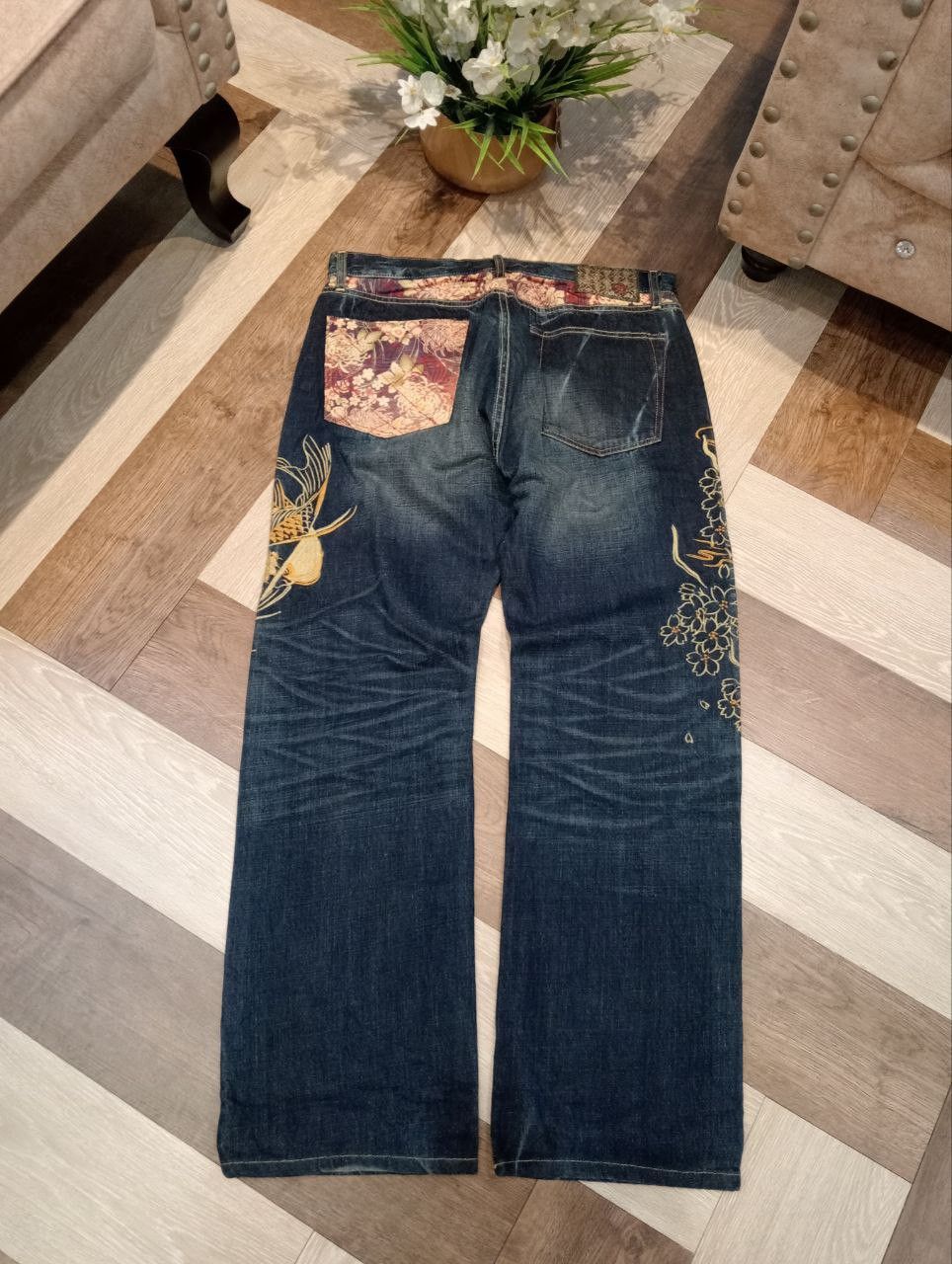 Eternal ETERNAL JAPAN SUKAJAN SUGOI FISH EMBROIDERY BLUE DENIM PANTS Size US 34 / EU 50 - 10 Thumbnail