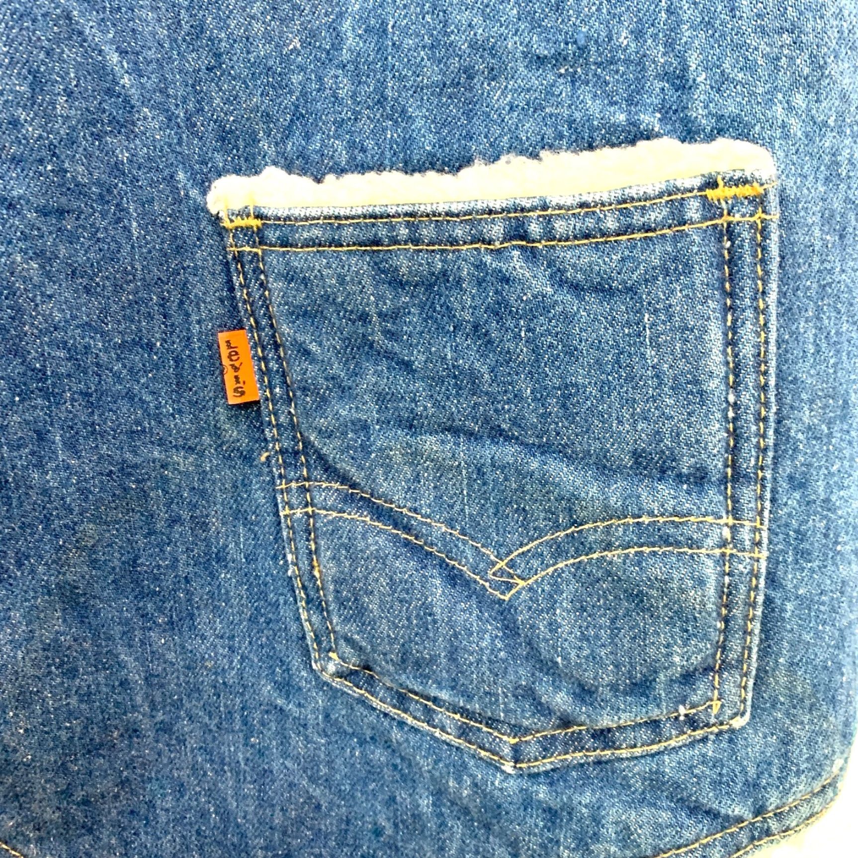Levi's VINTAGE Levi's Denim Jean Sherpa Vest Large Orange Tab Western Rockabilly Shirt/Coat Mens Size US 33 - 6 Thumbnail