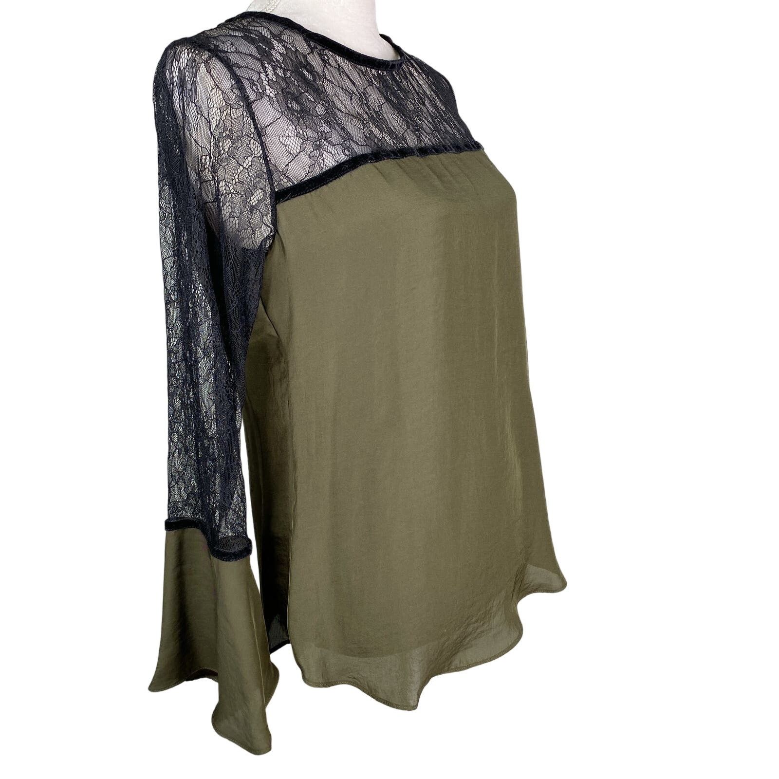 Other Analili Top Small Olive Black Lace Long Bell Sleeves New Size S / US 4 / IT 40 - 11 Thumbnail