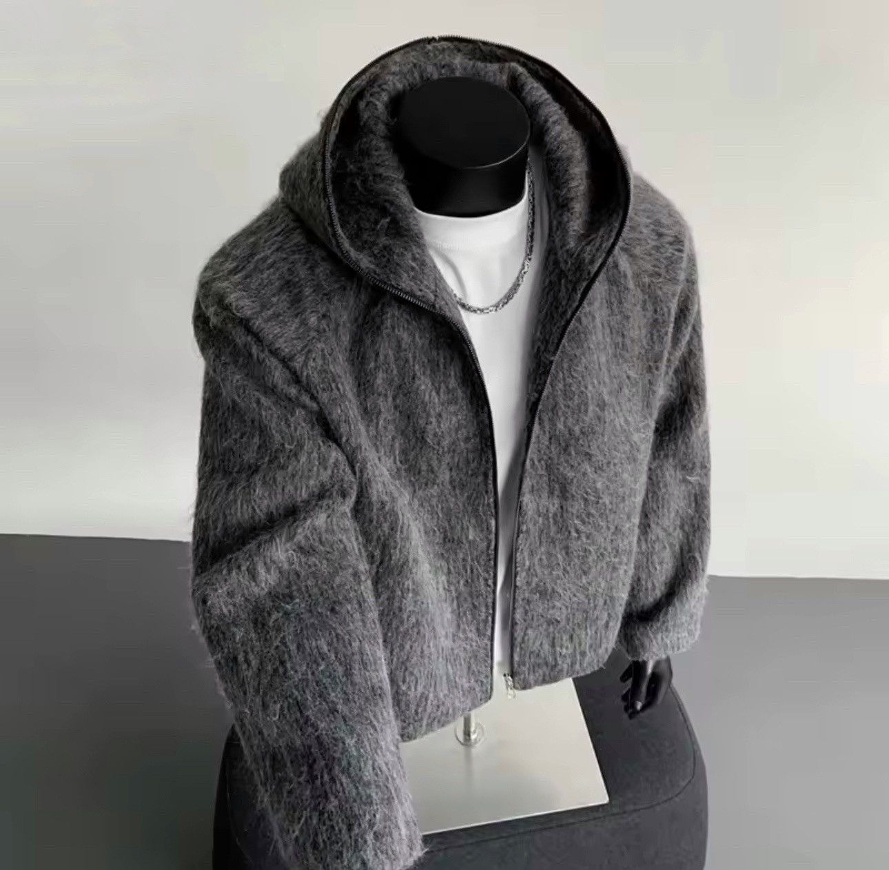 Other Streetwear Warm Casual Woolen Solid Bomber Coat Size US L / EU 52-54 / 3 - 2 Thumbnail