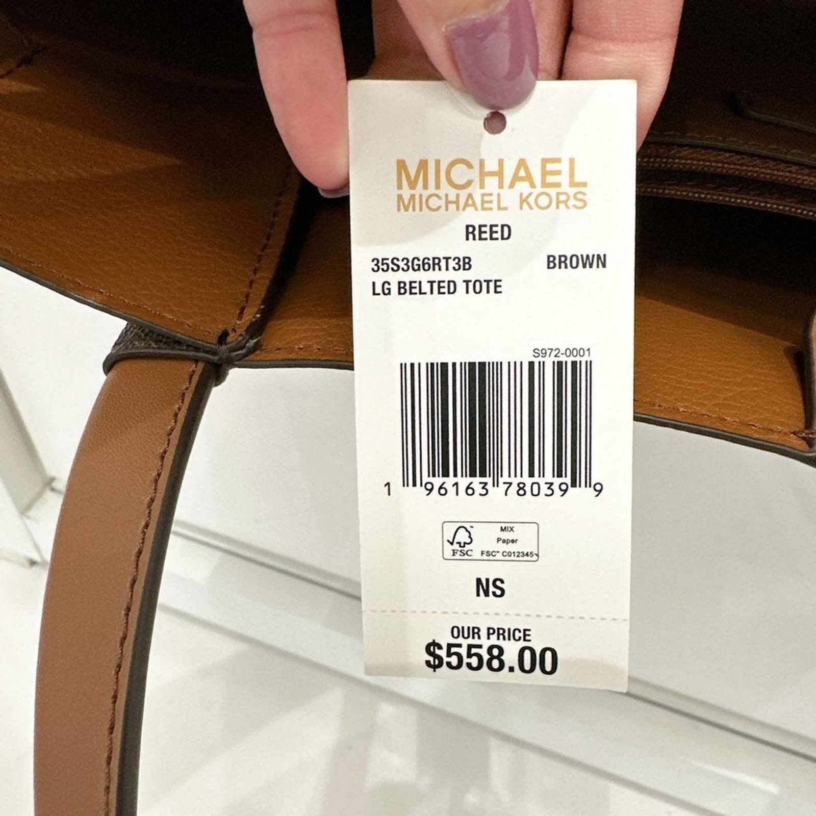 Michael Kors Michael Kors 35S3G6RT3B Reed Large Logo Tote Bag IN BROWN Size ONE SIZE - 6 Thumbnail