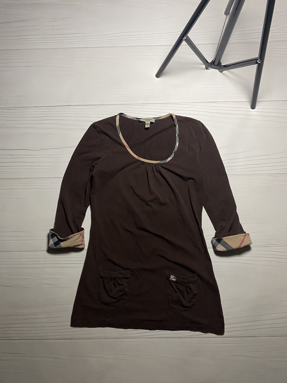 Burberry × Vintage Vintage Burberry Brit Nova check plaid cuff 3/4 shirt brown Size S / US 4 / IT 40 - 1 Thumbnail