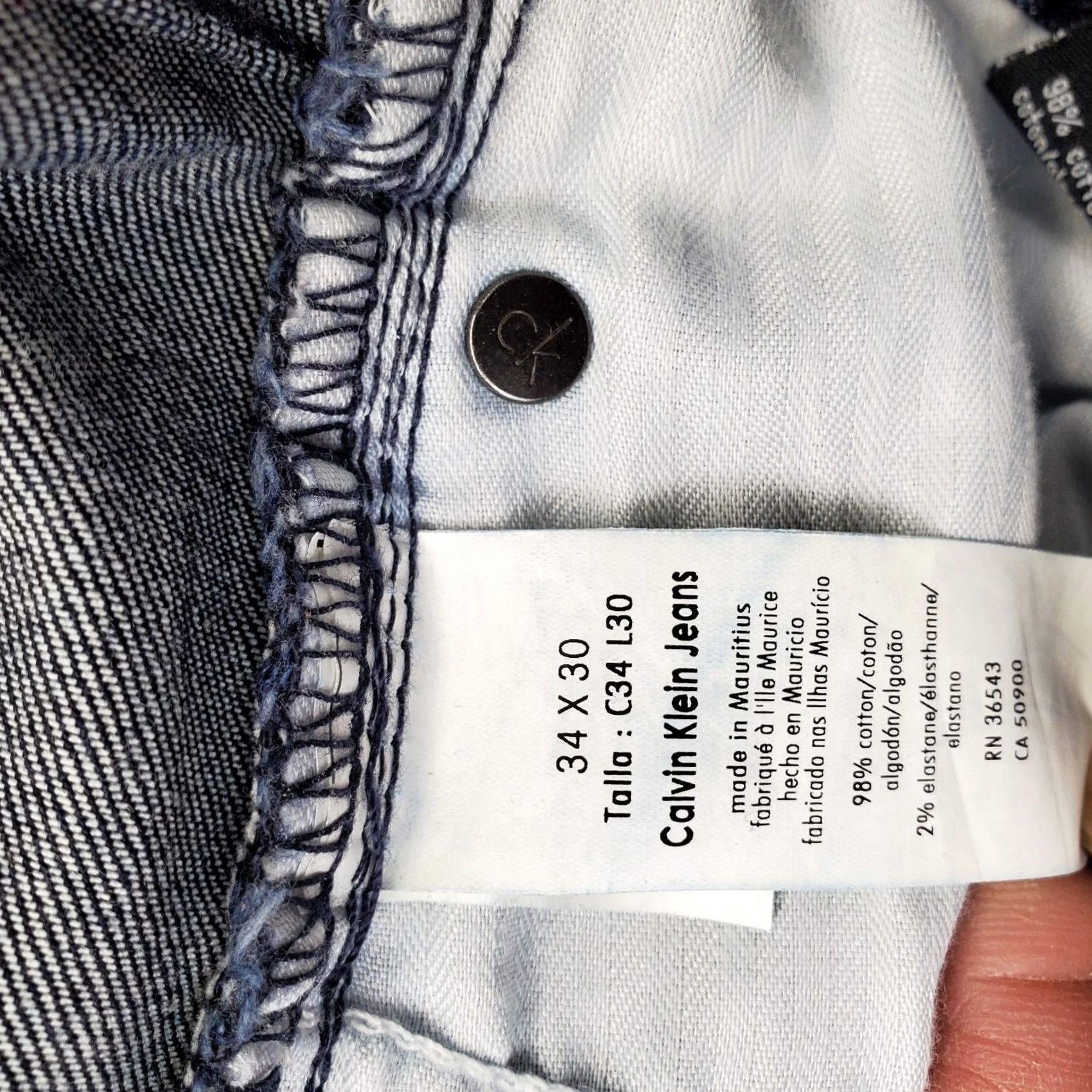 Calvin Klein Calvin Klein Jeans Mens 34 Navy Denim Casual Dark Wash Stretch Straight Leg Shirt? Size US 34 / EU 50 - 6 Thumbnail