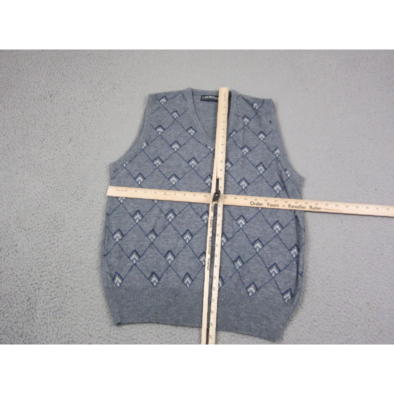 Vintage VINTAGE Puritan Sweater Vest Mens L Blue Argyle Knit V-Neck USA 70s Dress, Casual, Workwear, Business, Formal, Party/Cocktail Size US L / EU 52-54 / 3 - 4 Thumbnail