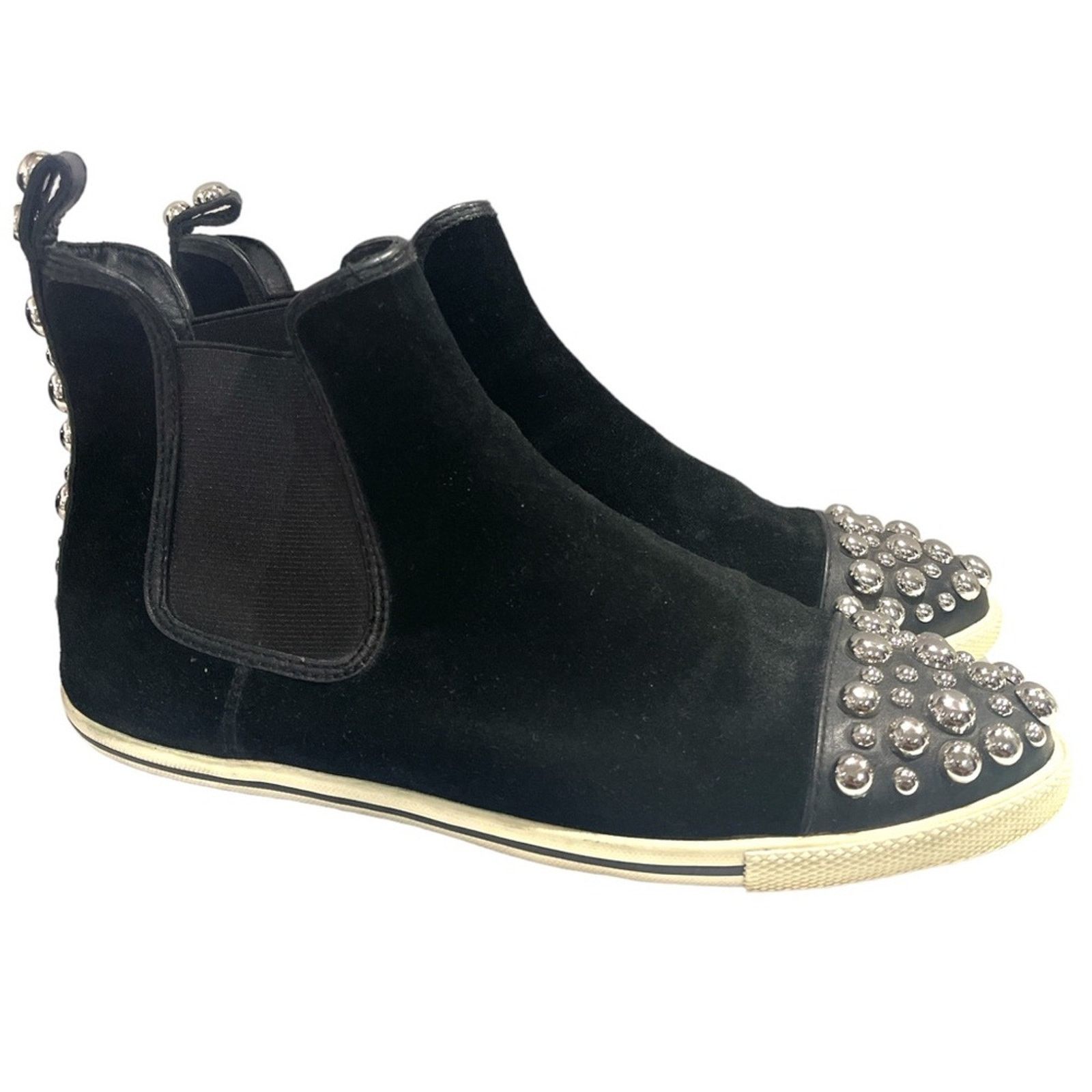 Marc Jacobs MARC JACOBS Men’s Studded Cap Black Suede High-Top Sneakers Size US 5.5 / EU 38 - 3 Thumbnail