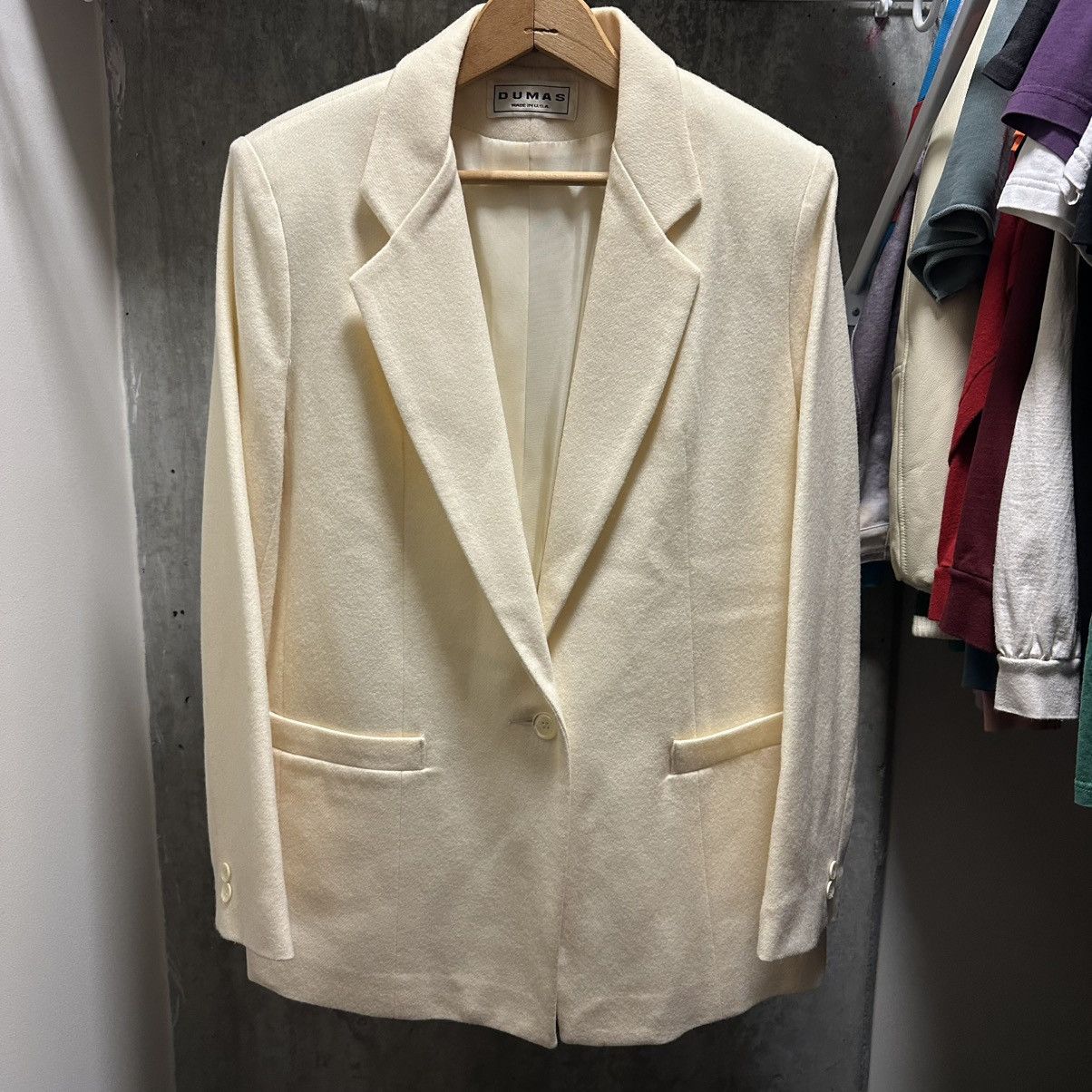 Other Dumas Vintage 1980's Ivory 100% Wool Blazer Women's Size 6 Size M / US 6-8 / IT 42-44 - 1 Thumbnail