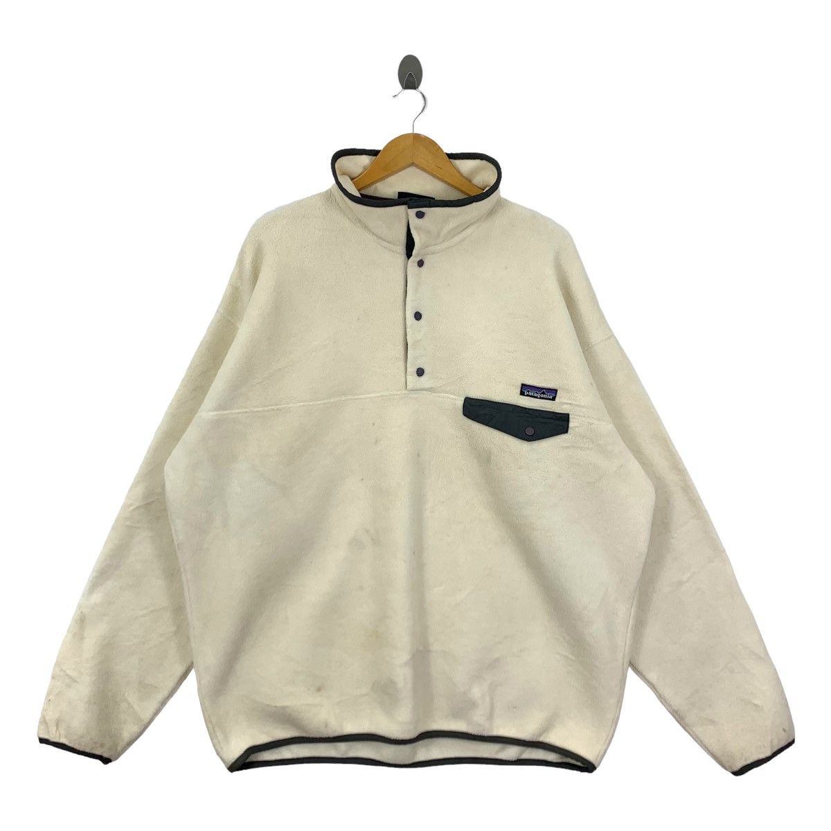 image of Patagonia Synchilla Snap-T Design Outdoor Fleece Half Button in Beige, Men's (Size XL)