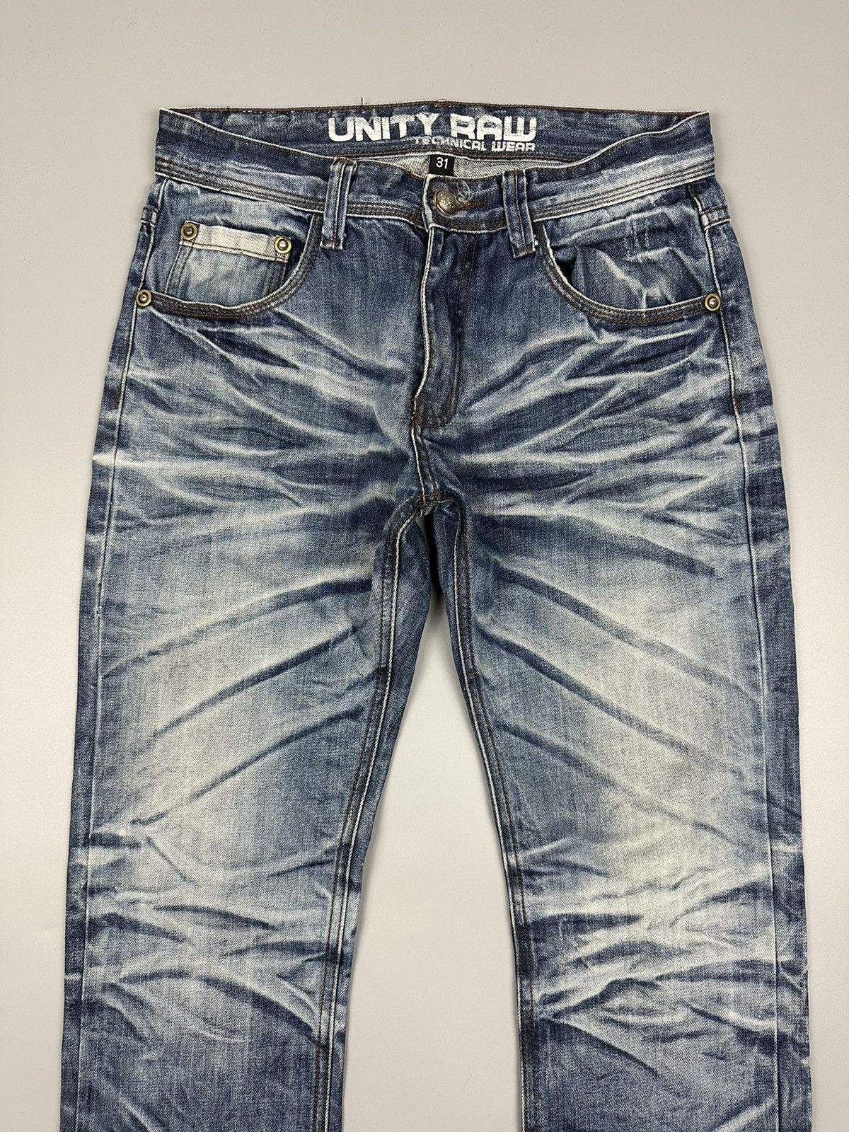 If Six Was Nine × Le Grande Bleu (L.G.B.) Distressed Unity Raw Whiskered Denim Size US 31 - 5 Thumbnail