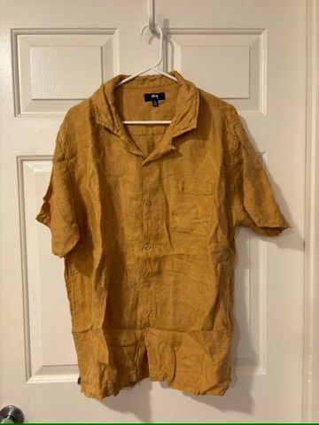 Stussy Stussy Diamond Jacquard Linen Shirt - Golden Size US M / EU 48-50 / 2 - 2 Thumbnail