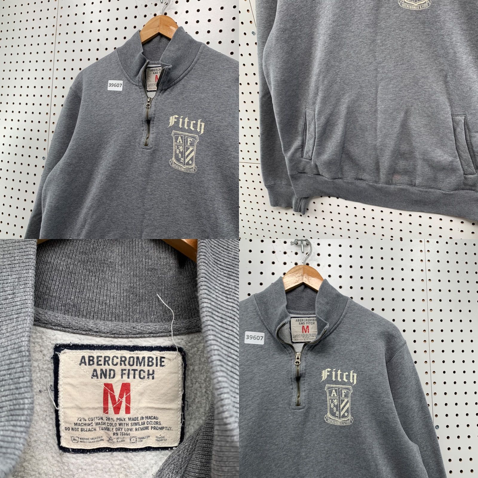 Abercrombie & Fitch Abercrombie Fitch 1/4 Zip Pullover Sweatshirt Mens Medium Gray Pocket 24x28 - Pre-Owned Size US M / EU 48-50 / 2 - 8 Thumbnail