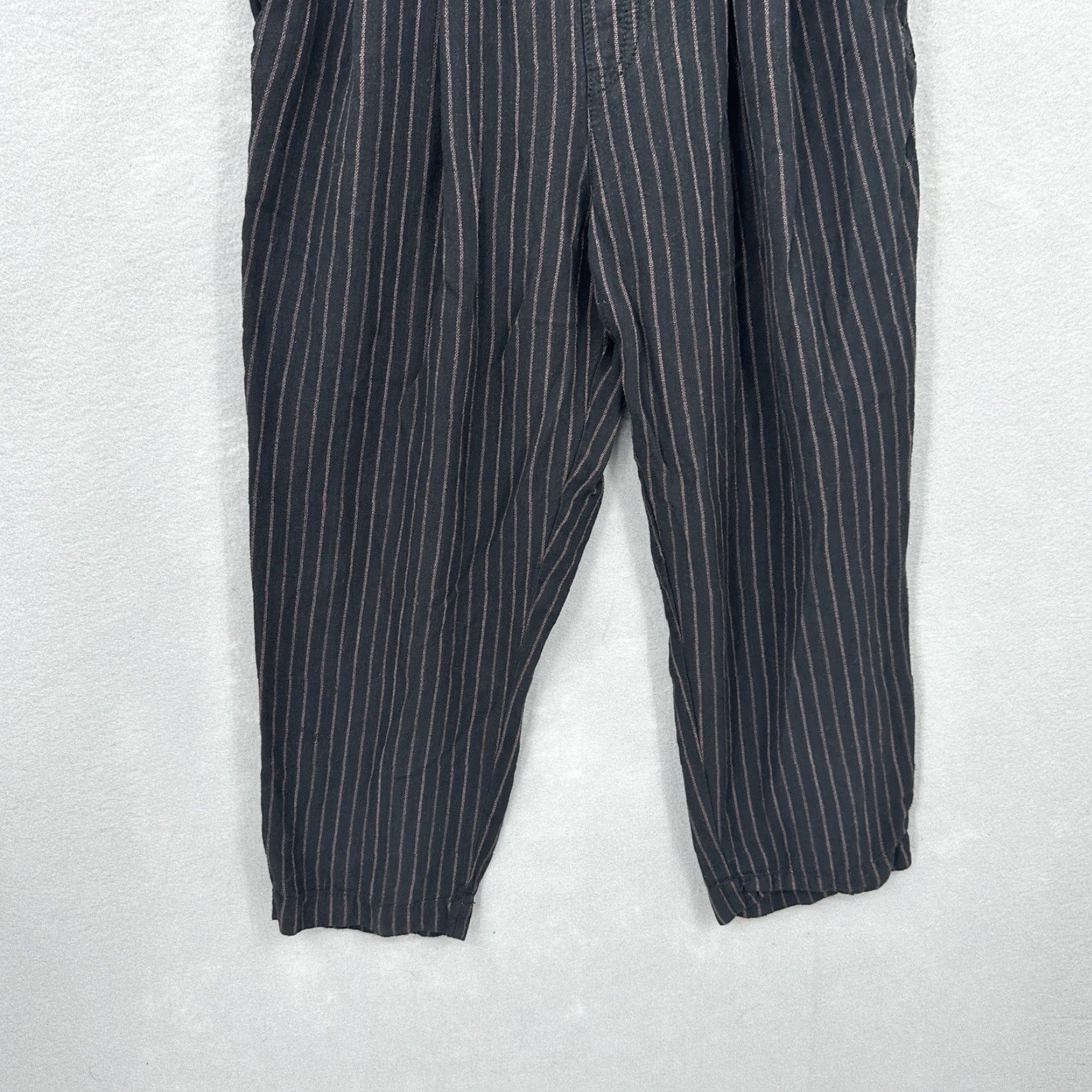 Anthropologie Anthropologie Black Striped Linen Blend Wide Leg Capri Pants Womens XS Size 26" / US 2 / IT 38 - 3 Thumbnail