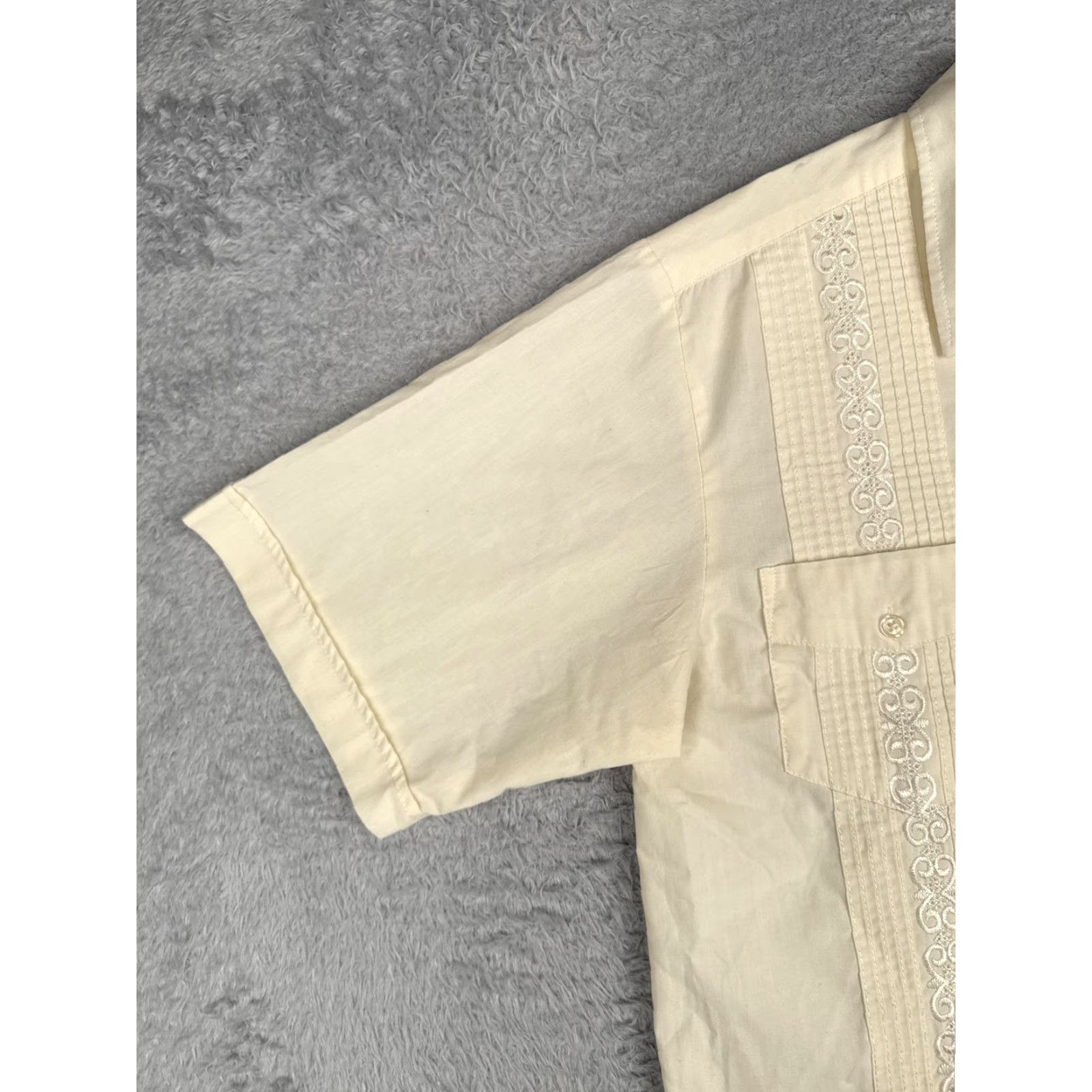 Vintage Guayabera Shirt Mens Medium White Embroidered Short Sleeve Button Up 4 Pocket Size US M / EU 48-50 / 2 - 3 Thumbnail