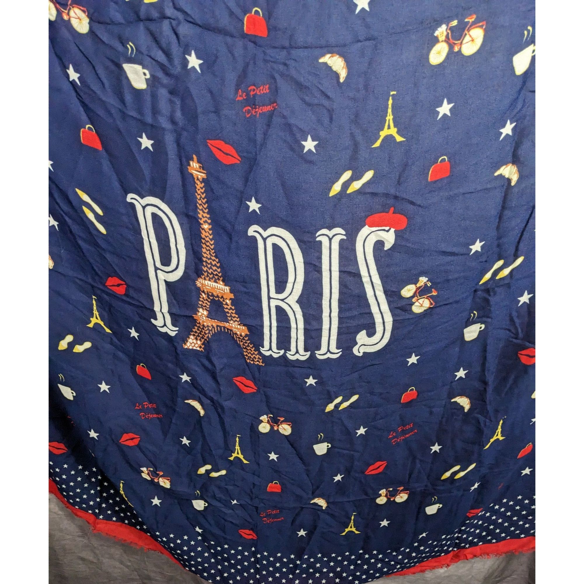 Talbots Talbots Paris-Themed Scarf With Eiffel Tower Print Navy Blue Size ONE SIZE - 15 Thumbnail