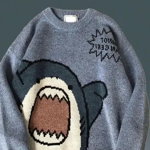 Aran Isles Knitwear × Japanese Brand Sweater Cartoon Shark Print Size US M / EU 48-50 / 2 - 1 Thumbnail