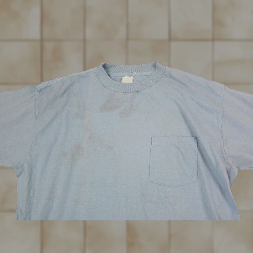 Fruit Of The Loom VINTAGE Fruit of the Loom Shirt Mens Medium Blue Blank Pocket Single Stitch Size US M / EU 48-50 / 2 - 1 Thumbnail