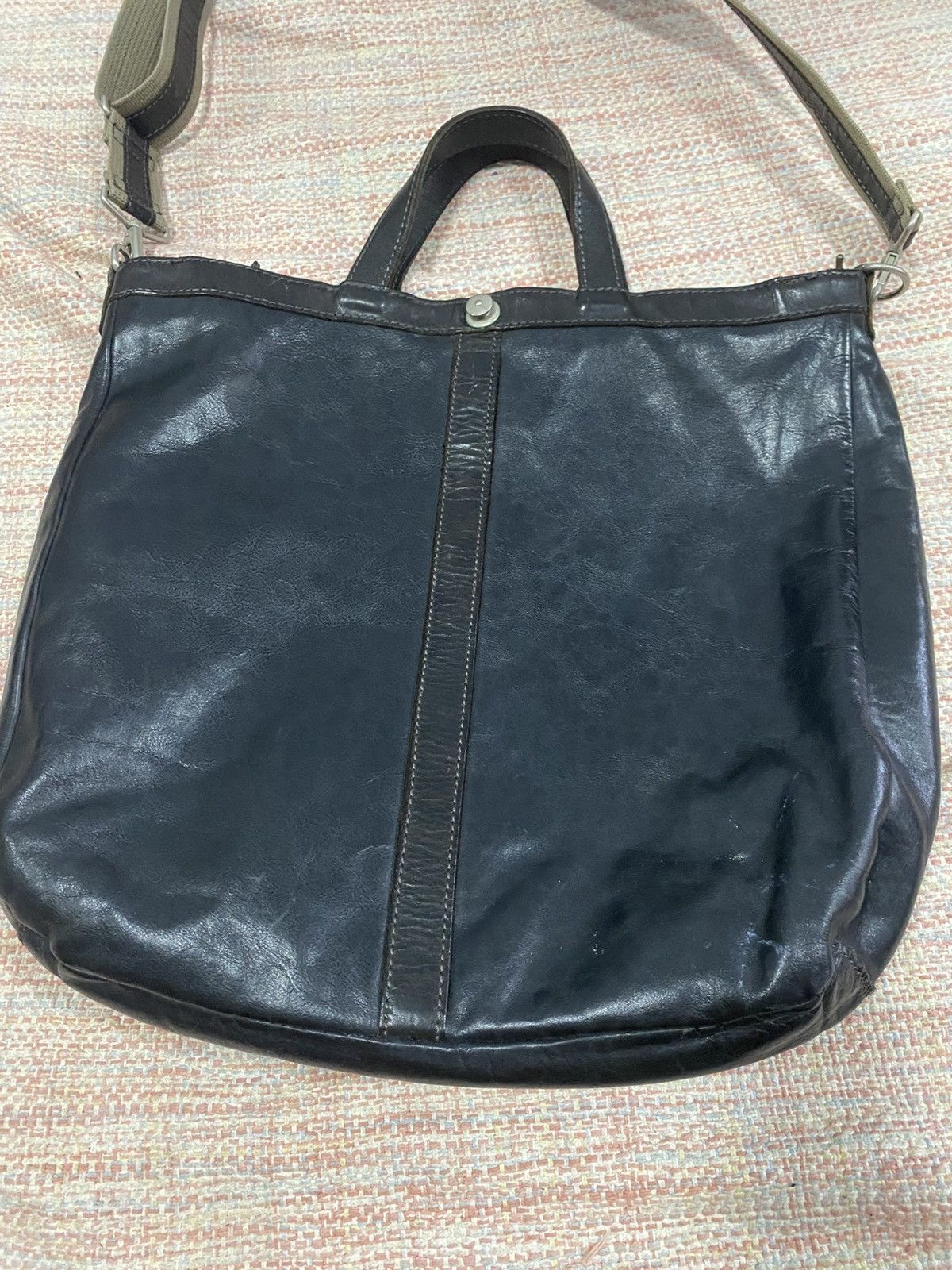 Japanese Brand Vintage Baggy Port leather carry sling tote bag Size ONE SIZE - 3 Thumbnail