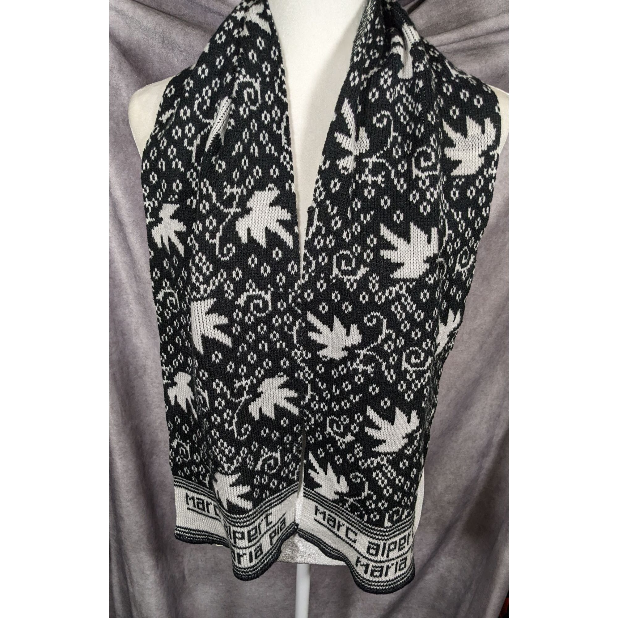 Other Marc Alpert Maria Pia Black And White Leaf Scarf Size ONE SIZE - 6 Thumbnail