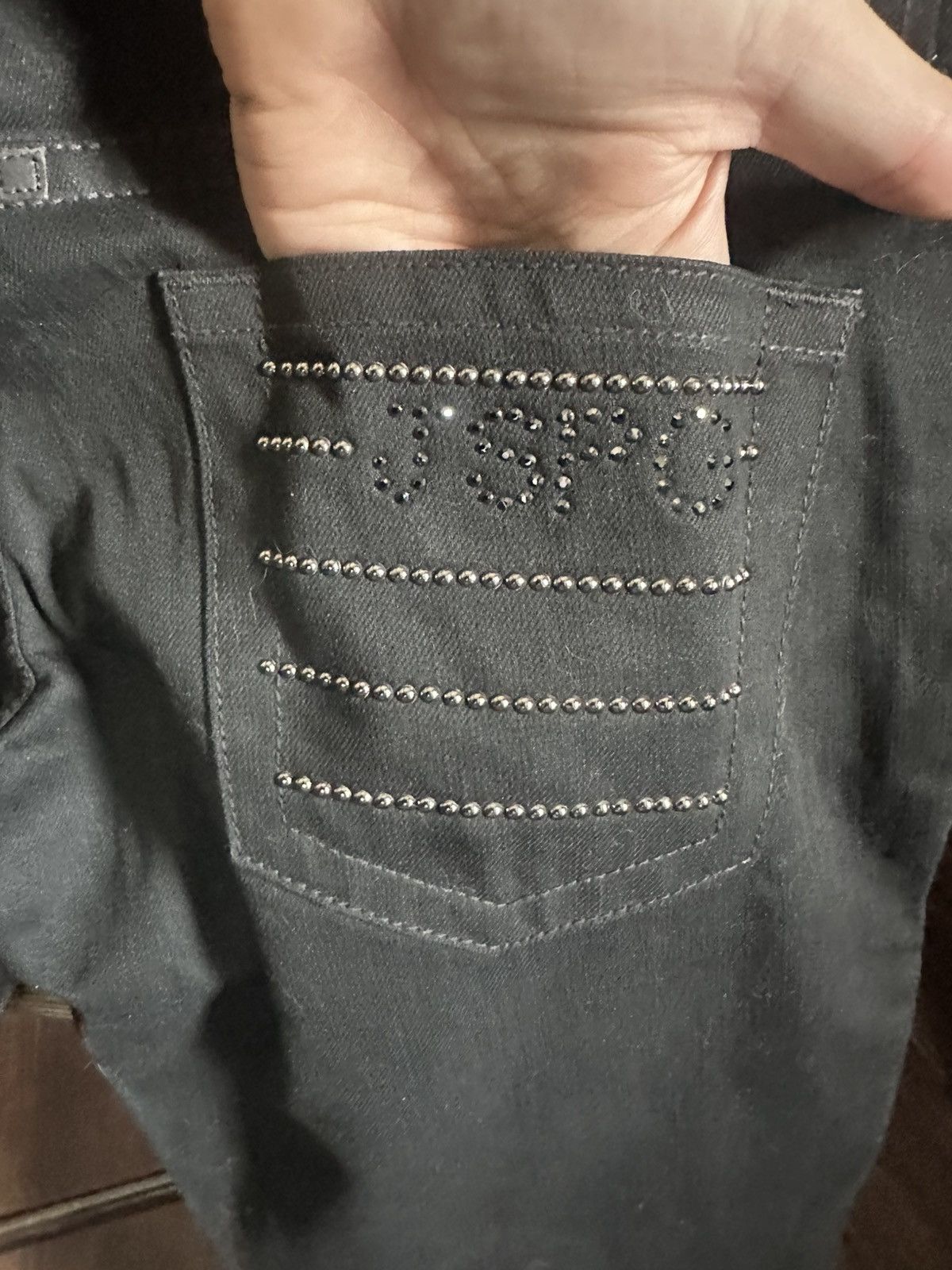 Jean Paul Gaultier Vintage studded flared black denim jeans NWT Size 31" - 8 Thumbnail