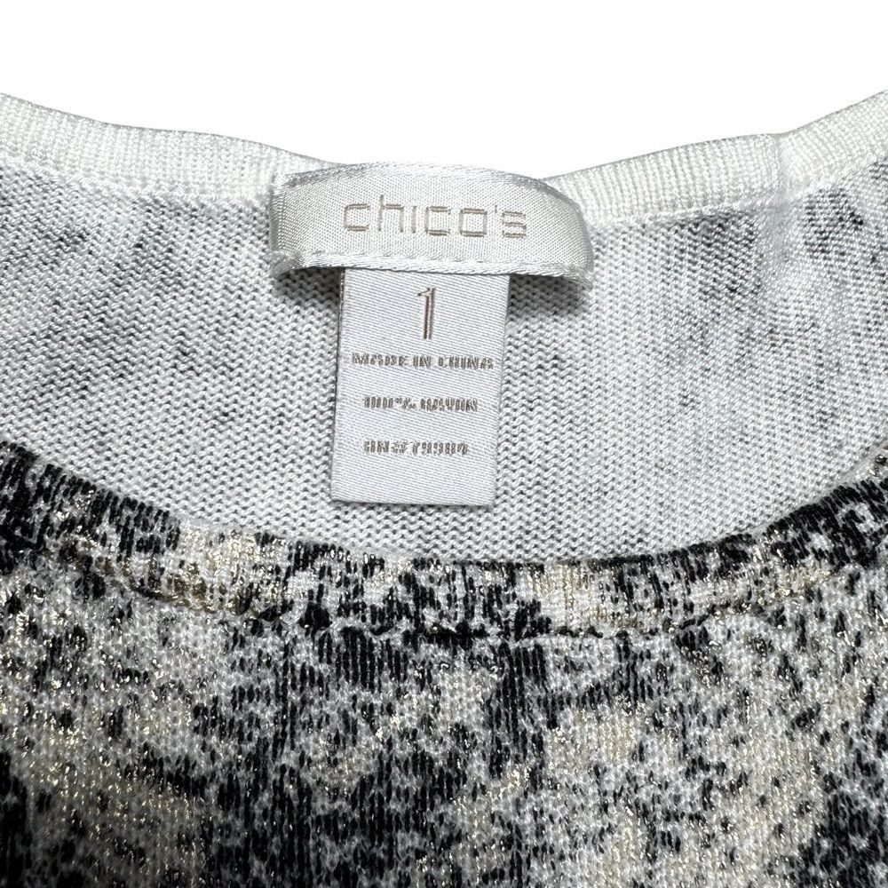 Chicos Chico's Round Neck Long Sleeve Lace Print Knit Sweater Size Size M / US 6-8 / IT 42-44 - 6 Thumbnail