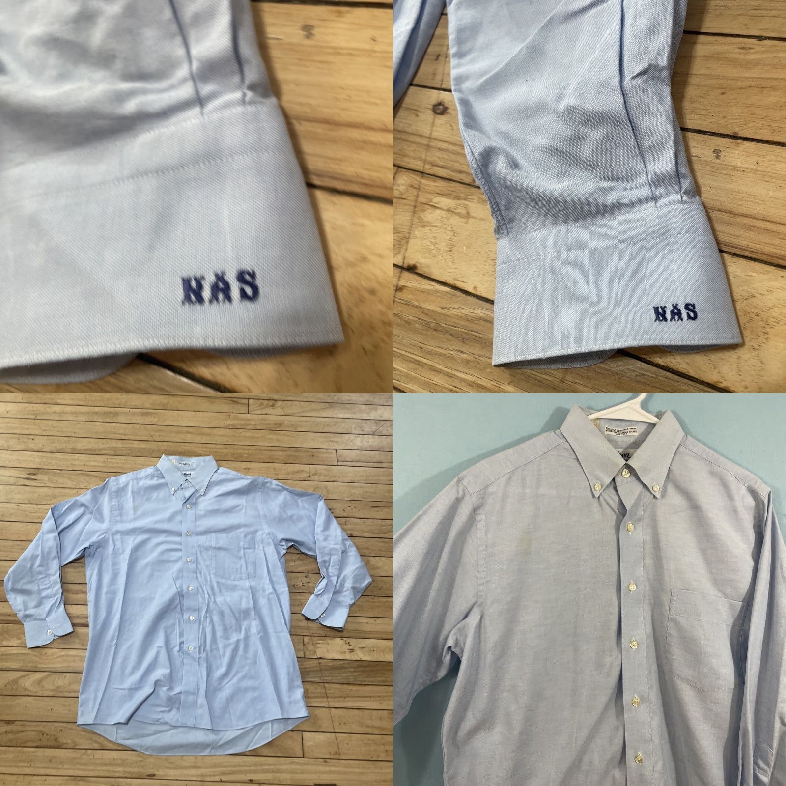Vintage VINTAGE NAMA BEVERLY HILLS Dress Shirt VTG 90s Men L Blue Oxford 44" Button-Up Size 40R - 9 Thumbnail
