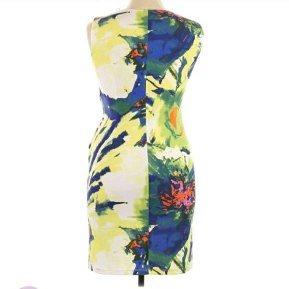 Vintage Suzi Chin Artsy Abstract Floral Cocktail Dress Sz 10 Splatte Size L / US 10 / IT 46 - 8 Thumbnail