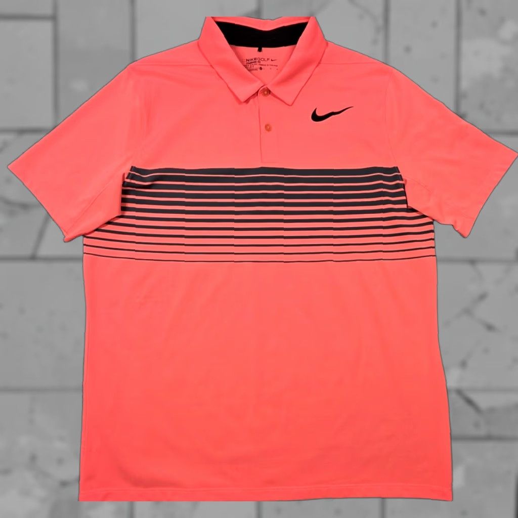 Nike Nike Dri-Fit Mobility Speed Stripe Golf Polo Shirt Mens L Orange Size US L / EU 52-54 / 3 - 1 Thumbnail