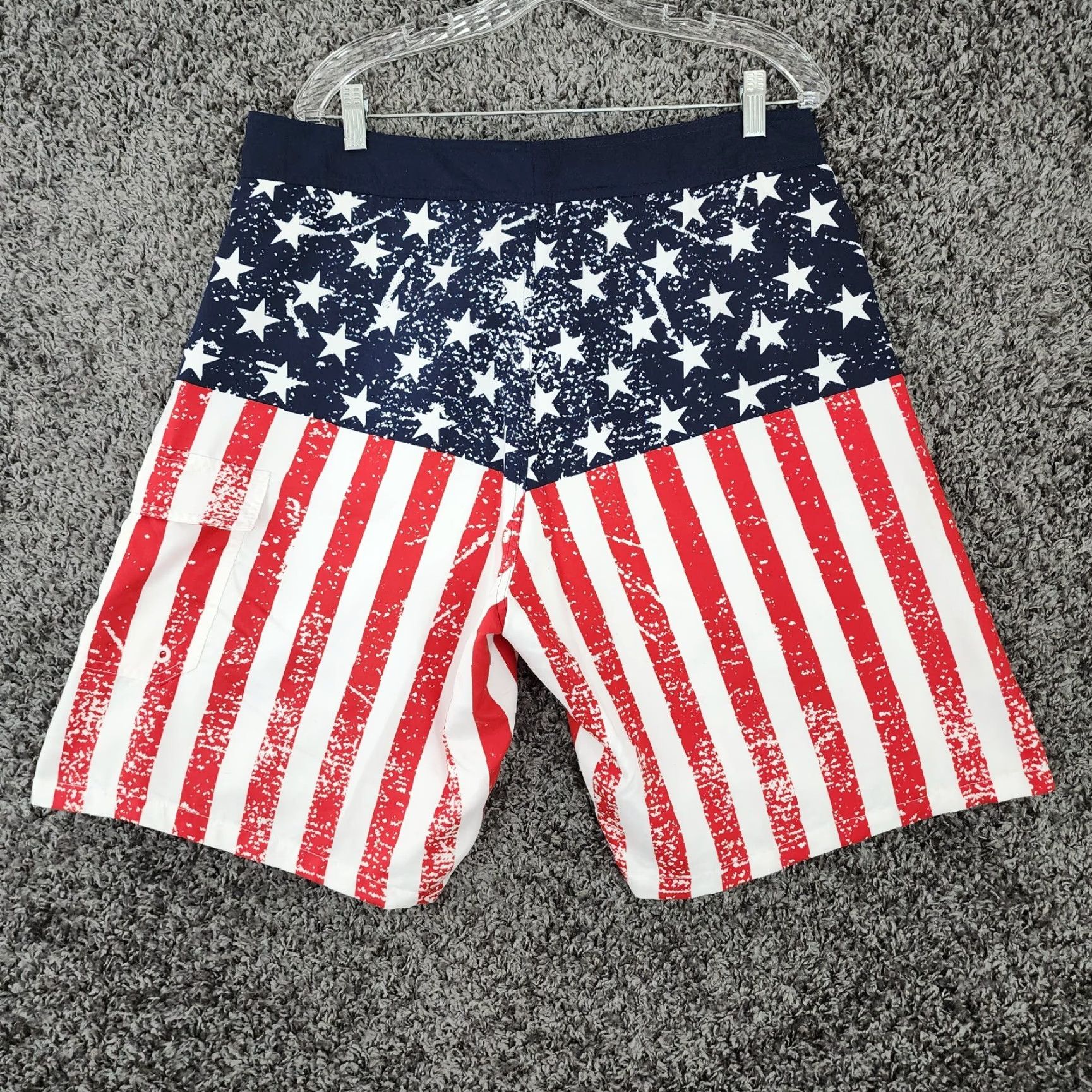Vintage VINTAGE World Calhoun Sportswear Men's American Flag Swim Shorts XL Red Mens Board Shorts US Flag Surfing Recreation Size US 36 / EU 52 - 4 Thumbnail