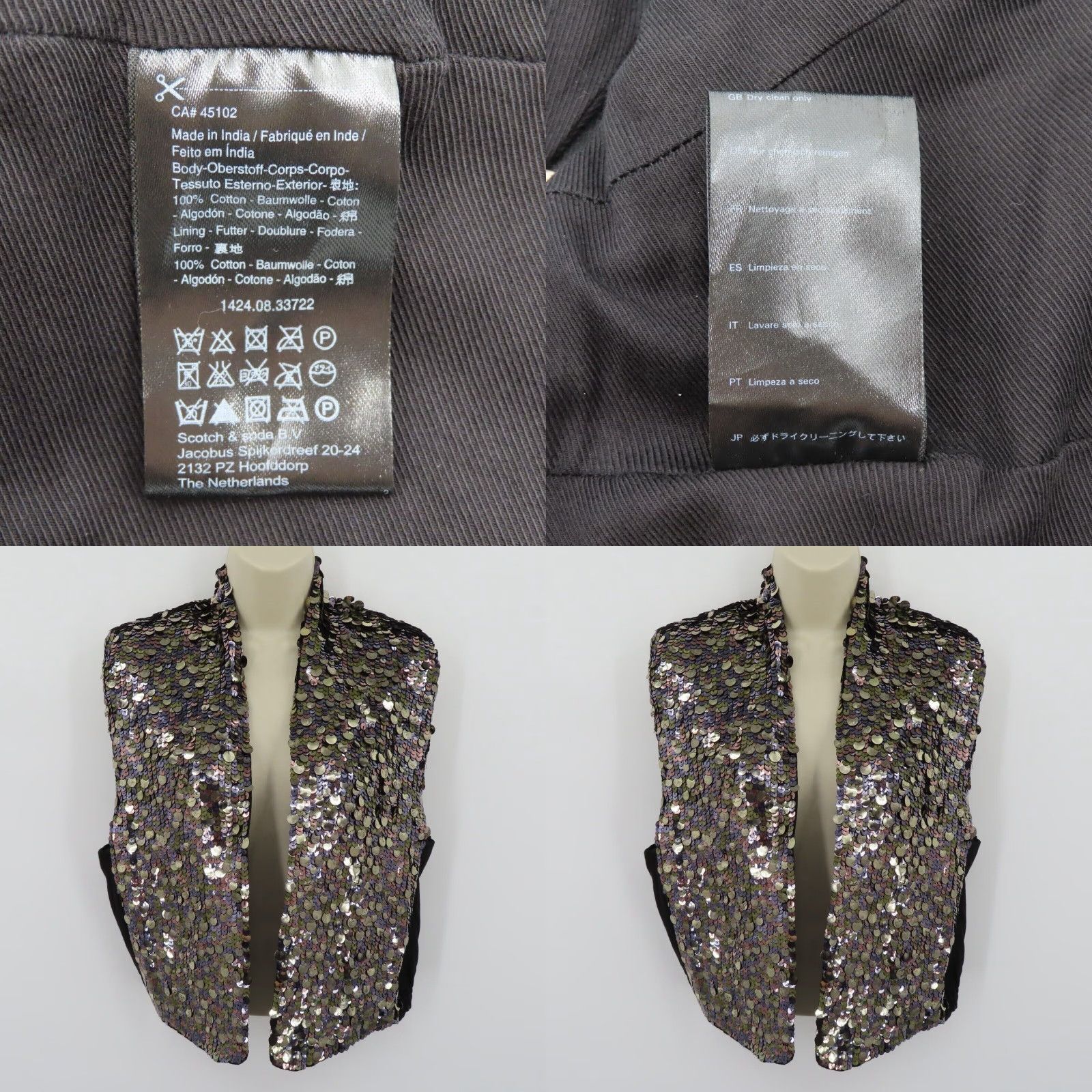Maison Scotch VINTAGE: No — Maison Scotch Boudoir Women 2 Metallic Sequin Front Black Sleeveless Vest Top Blouse Sleeveless Sequin Woman 2 Black Modern Fashion Size XS / US 0-2 / IT 36-38 - 8 Thumbnail