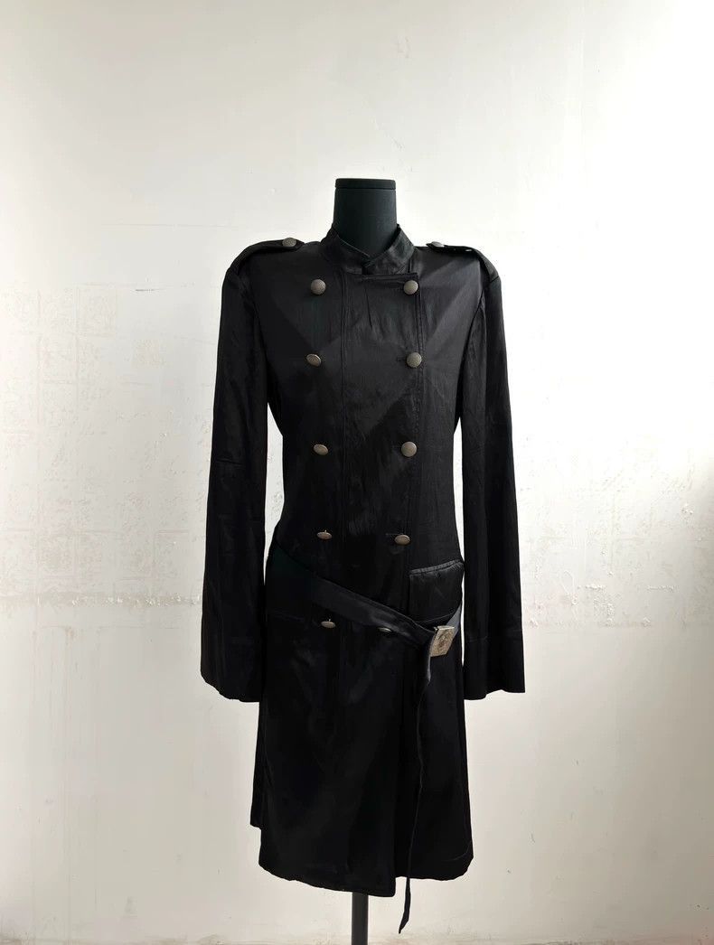 Ann demeulemeester double-breasted coat with straps-2506