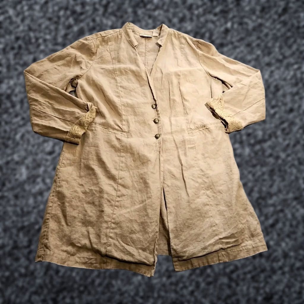 Vintage Chico's Womens Blazer Size 2 100% Linen Beige Tan Button Jacket Minimalist Top, Regular, (Jacket) Mens Womens Girls Boys Size XS / US 0-2 / IT 36-38 - 1 Thumbnail
