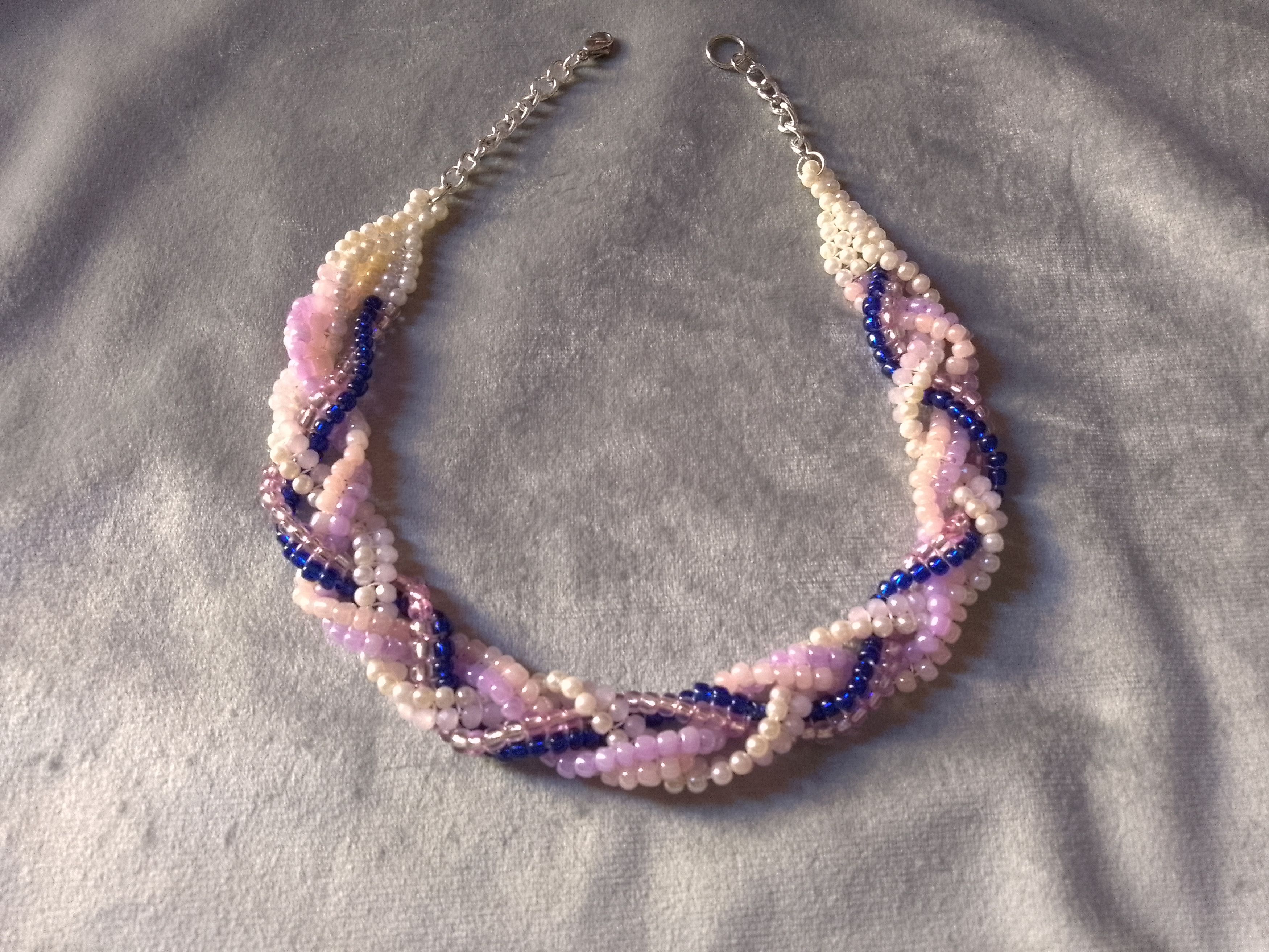 Handmade Necklace Braided Vintage Style Pearls Crystals Elegant Size ONE SIZE - 6 Thumbnail
