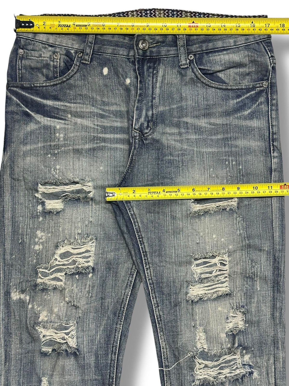 Jean Retro Man No13 Lot 1988 Distressed Painted Straight Loose Size US 34 / EU 50 - 14 Thumbnail
