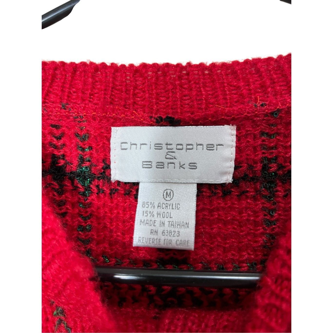 Other Vintage Christopher Banks Wool Blend Sweater Cardigan Red Gr Size M / US 6-8 / IT 42-44 - 4 Thumbnail