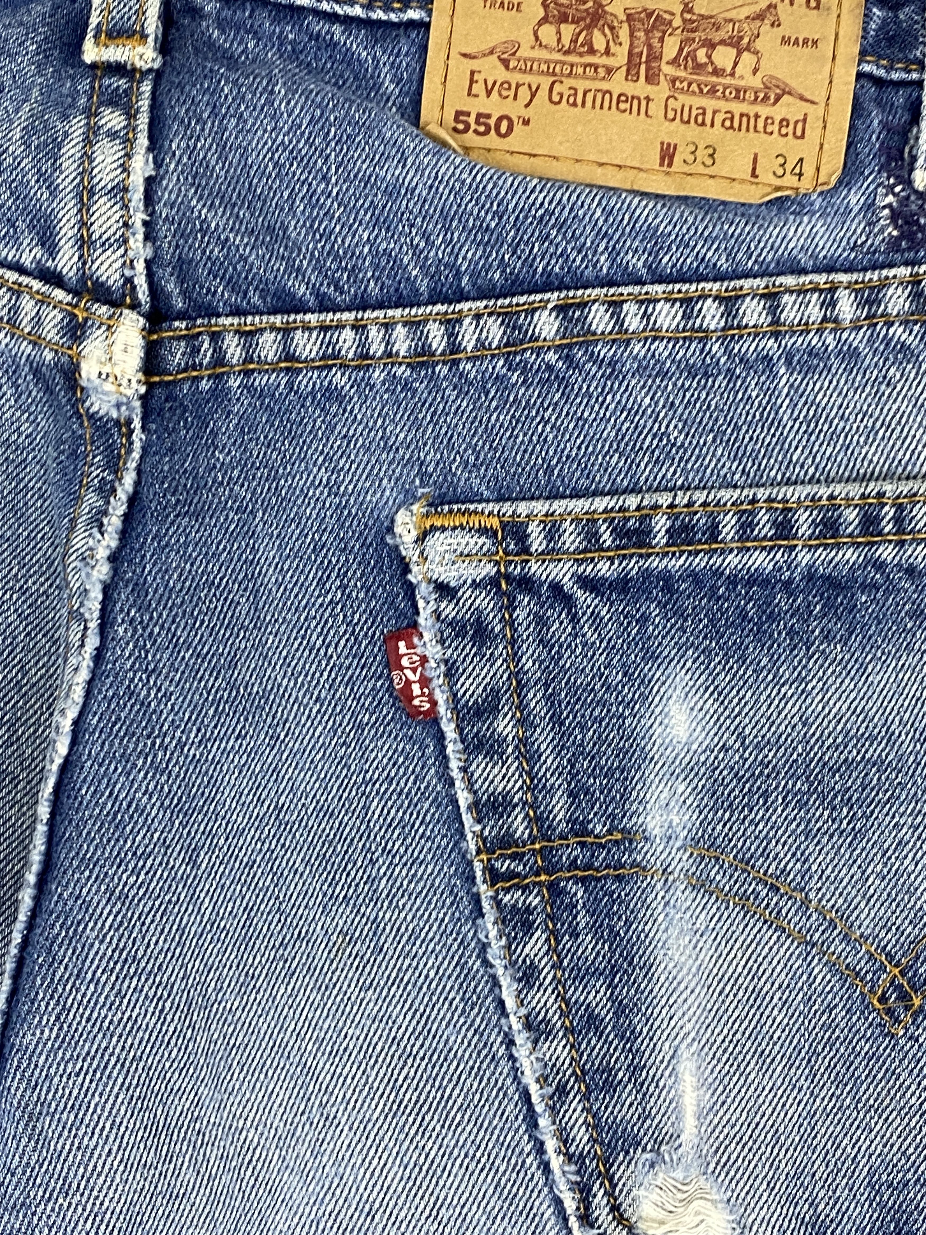Levi's Vintage 90s Levis 550 Relaxed Fit Faded Blue Jeans DP2716 Size US 32 / EU 48 - 9 Thumbnail