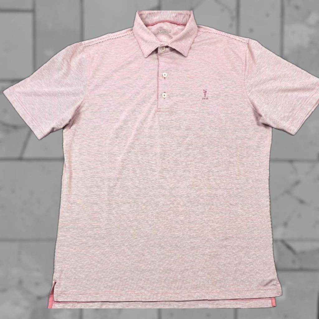 johnnie-O Johnnie O Performance Golf Polo Shirt Mens M Pink White Stripe Short sleeve Size US M / EU 48-50 / 2 - 1 Thumbnail