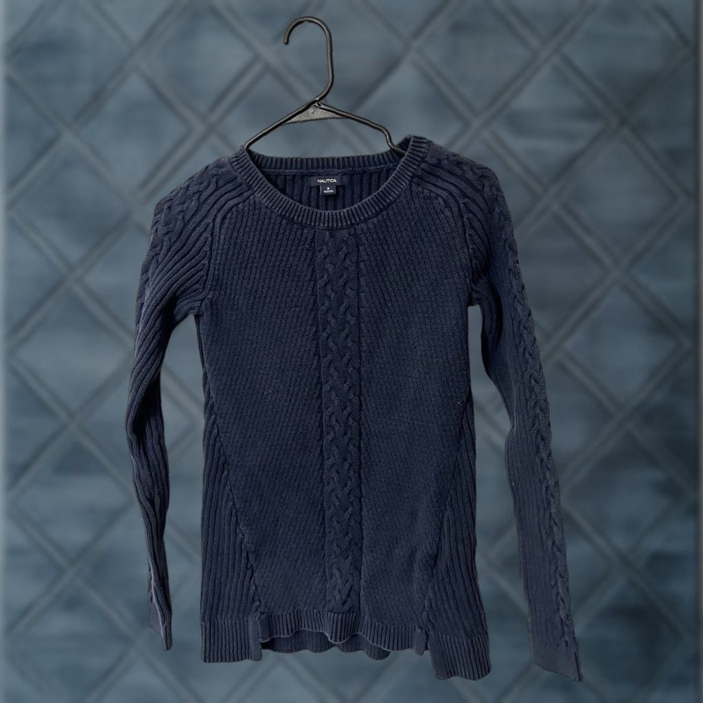 Nautica VINTAGE Nautica Blue Cable Knit Sweater Women Small Regular Cotton Blend Long Sleeve Fall Winter Size S / US 4 / IT 40 - 1 Thumbnail