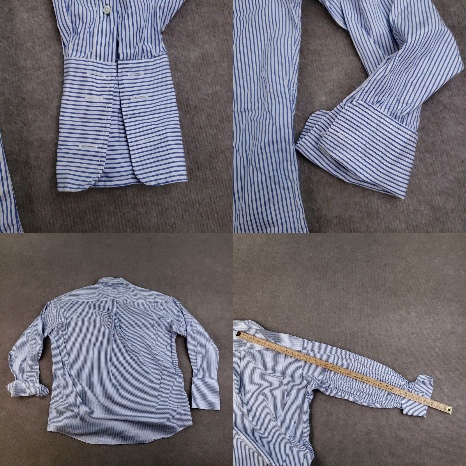 Tommy Hilfiger Tommy Hilfiger Shirt Mens 16 Blue White Striped Button Up French Cuff Dress Y2K Size 42R - 8 Thumbnail