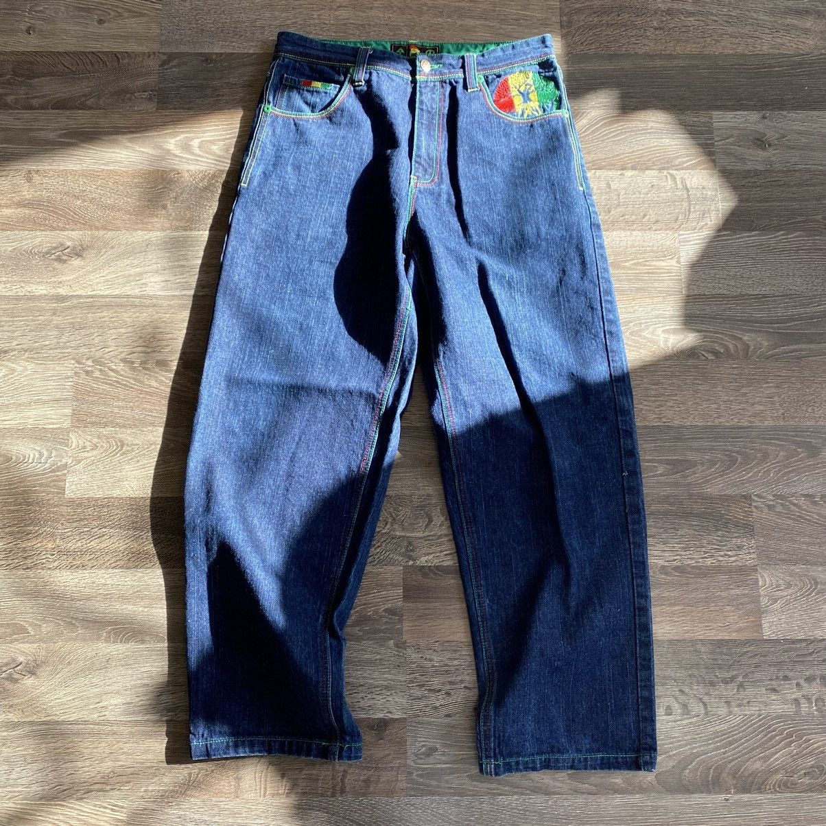 Japanese Brand × Vintage Vintage y2k embroidered denim pants Size US 33 - 9 Thumbnail