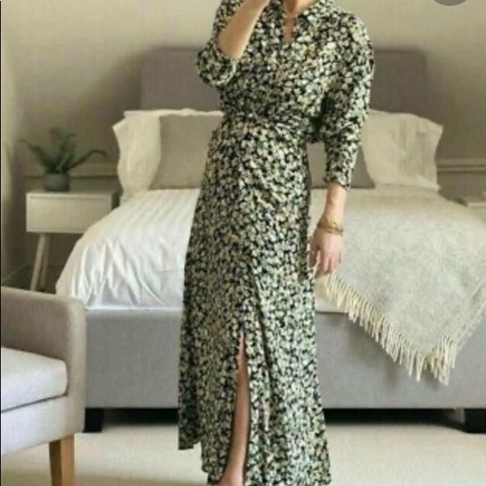Zara Zara Pareo Lime Green Long Sleeve Wrap Mini Dress | Grailed
