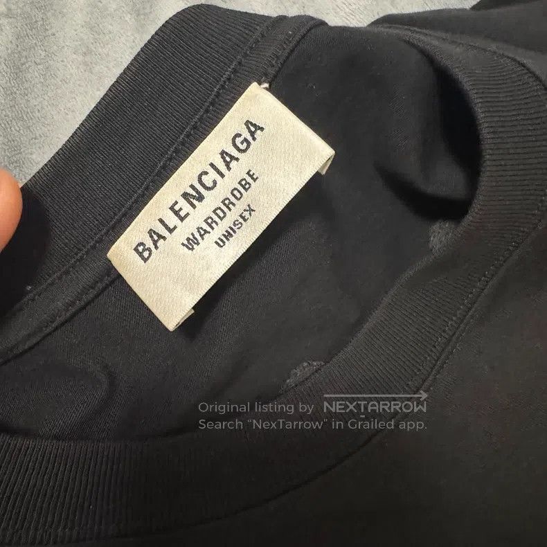 Balenciaga Balenciaga White M-size black T-shirt with round neck and Size US M / EU 48-50 / 2 - 5 Thumbnail