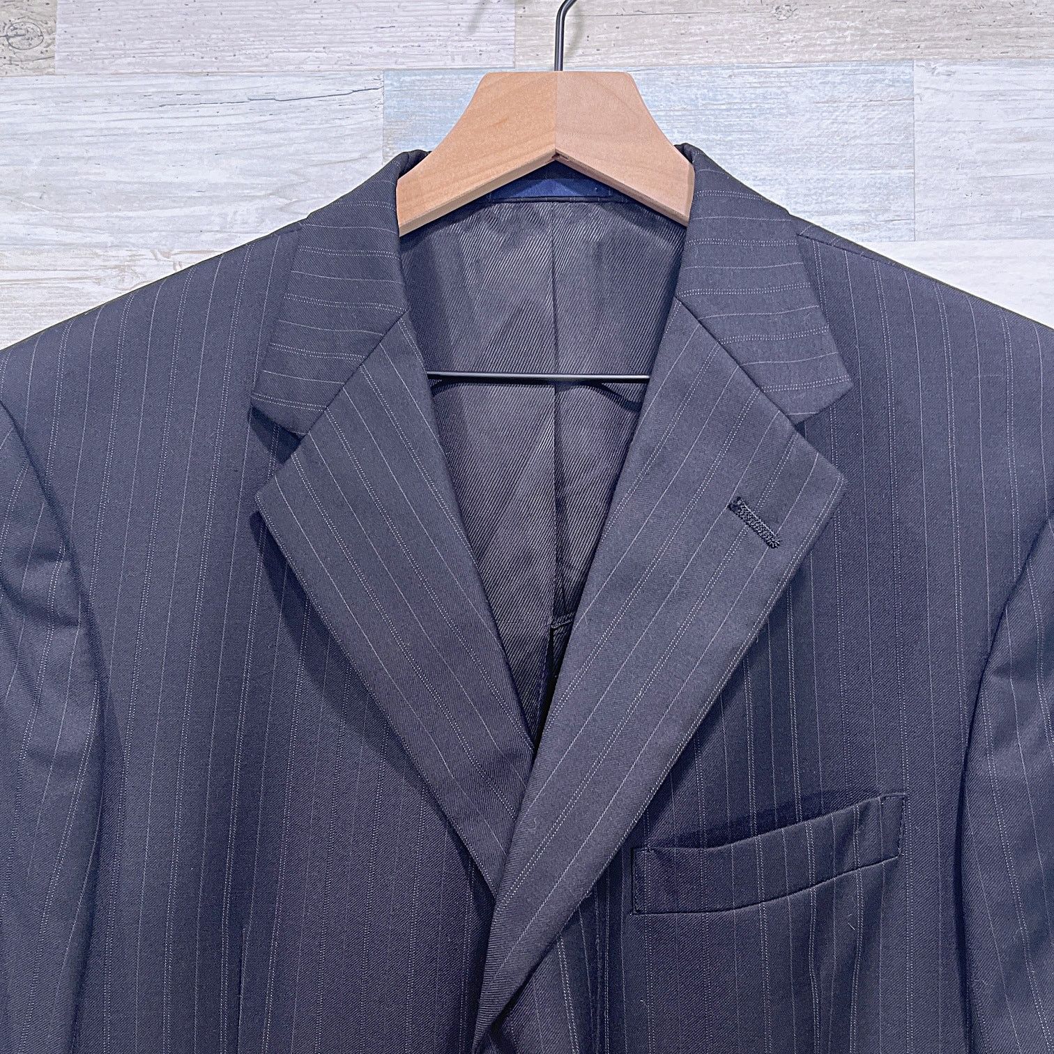 Daniel Cremieux Ing Loro Piana Italy Wool Striped Suit Black Cremieux 44S 37 Size 44S - 3 Thumbnail
