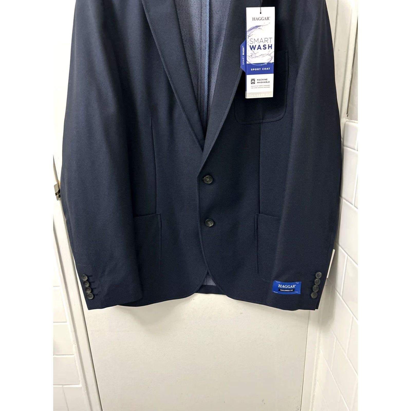 Haggar Haggar Sport Coat Blazer Mens M 40-42 Blue Tailored Fit 2 Buttons Jacket NWT Size 40R - 3 Thumbnail