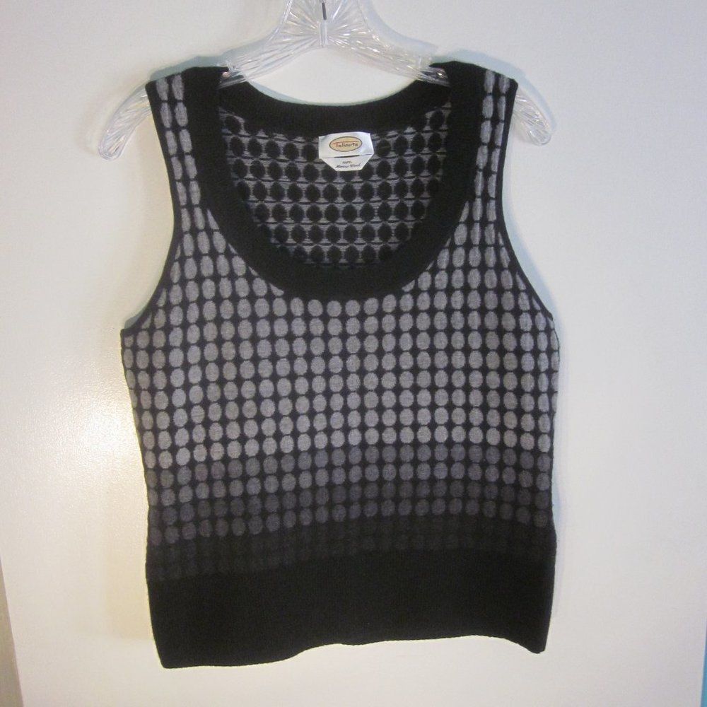 Robert Talbott Talbots Wool Vest Sweater Top Black & Gray 1980's Vintage Size M / US 6-8 / IT 42-44 - 1 Thumbnail