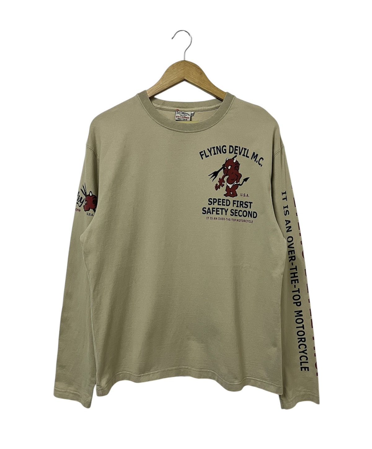 Japanese Brand TED COMPANY TED MAN FLYING DEVIL M.C. RACING LOGO TSHIRT Size US L / EU 52-54 / 3 - 2 Thumbnail