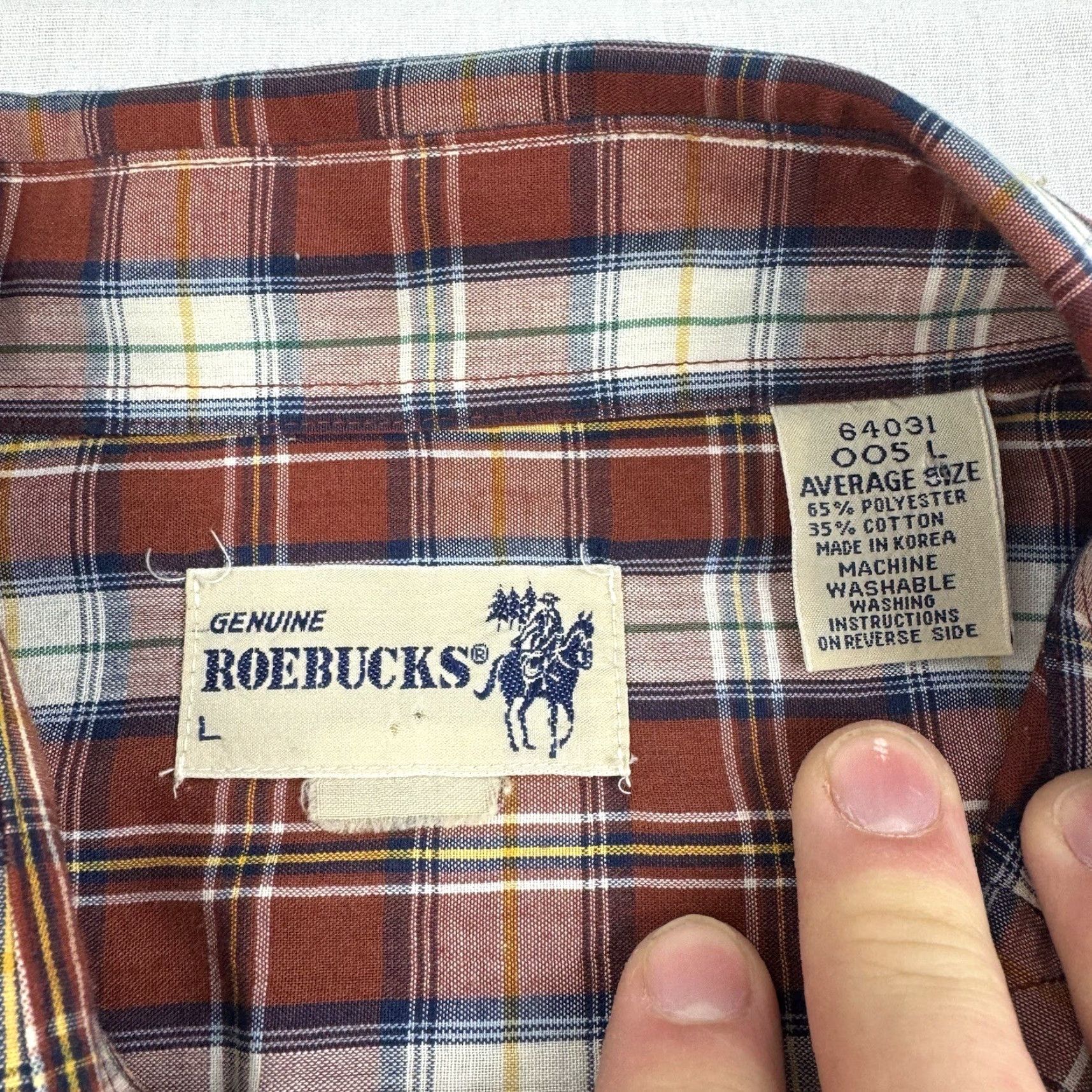 Vintage VINTAGE Roebuck & Co. Western Shirt Men L Red Plaid Pearl Snap 80s 90s Cowboy USA Size US L / EU 52-54 / 3 - 4 Thumbnail