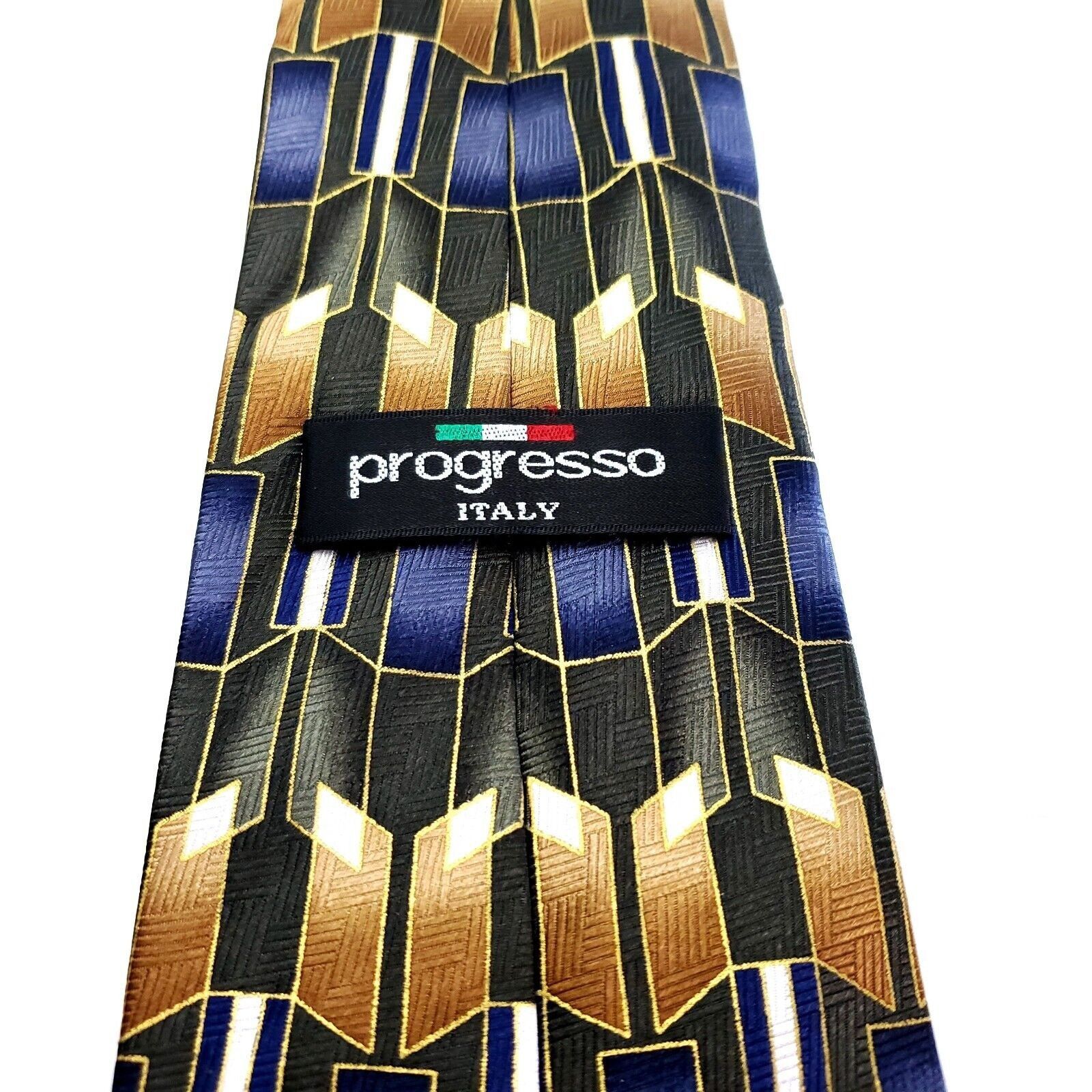 Designer Progresso Multi Colored Silk Tie Woven Geometric Size ONE SIZE - 4 Thumbnail
