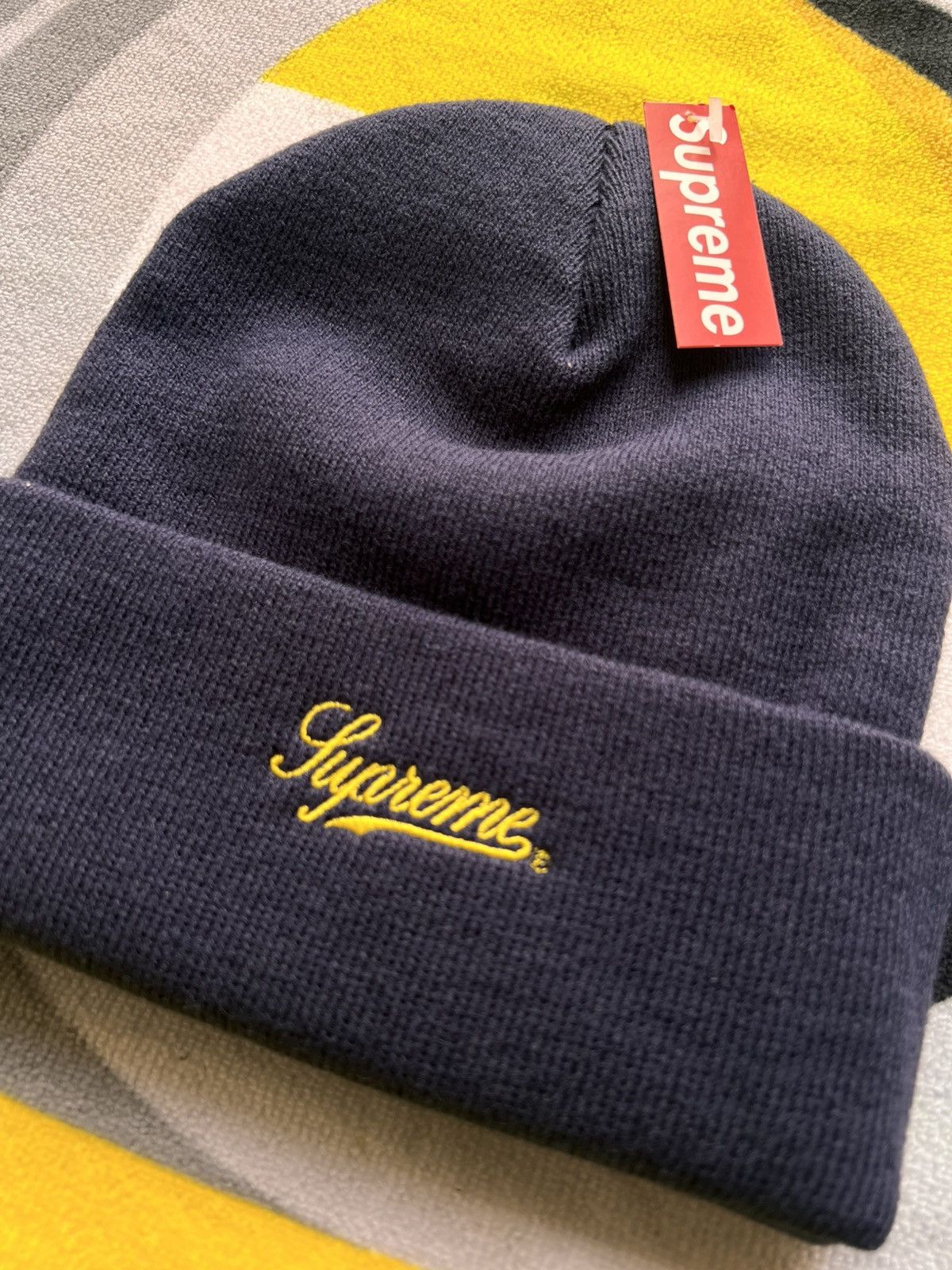 Supreme Supreme x Wu-Tang Clan Beanie Navy yellow hat cap headwear Size ONE SIZE - 6 Thumbnail