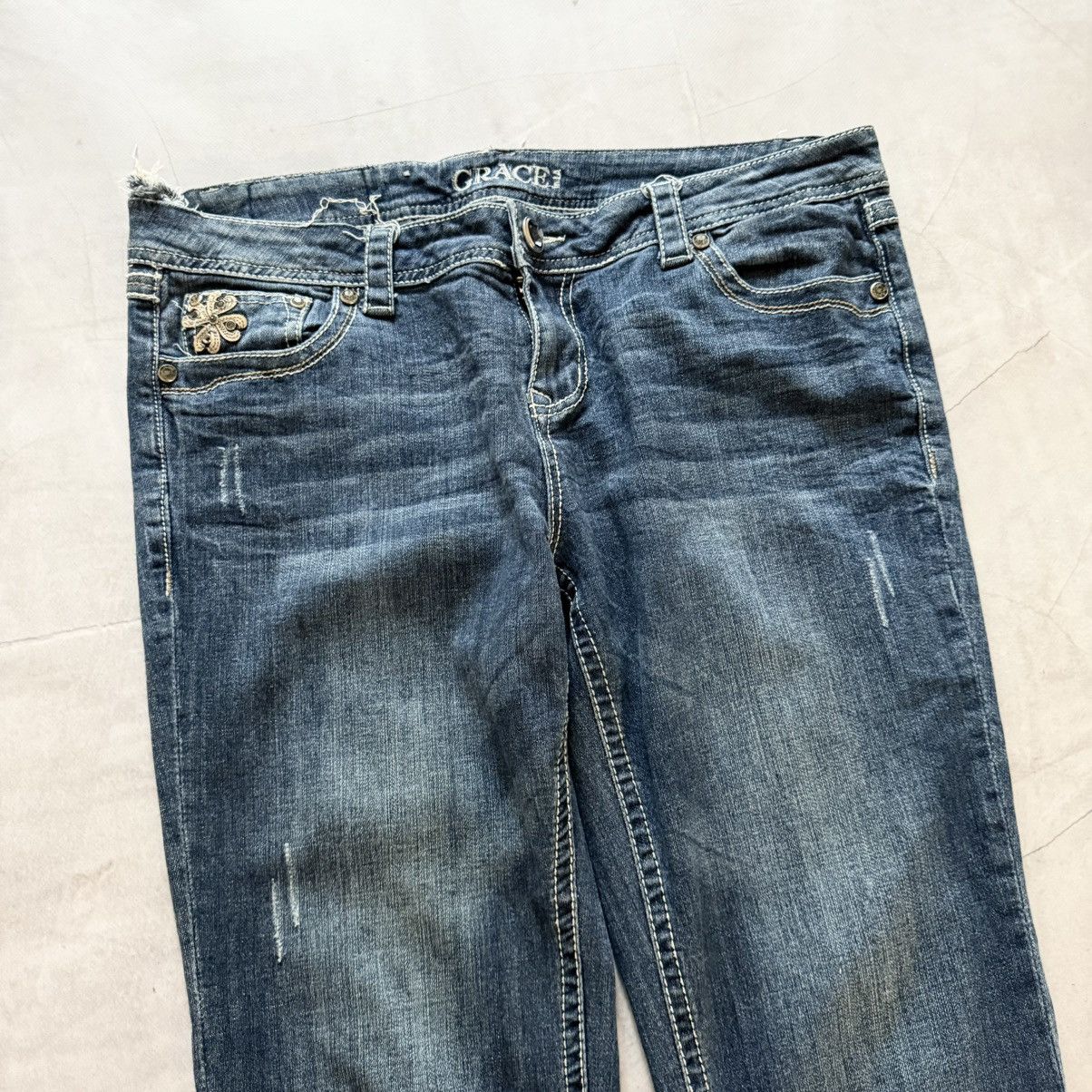 Undercover Y2K Crosses Hysteric Glamour Style ERD Jeans Ed Hardy Vibe Size 31" - 7 Thumbnail